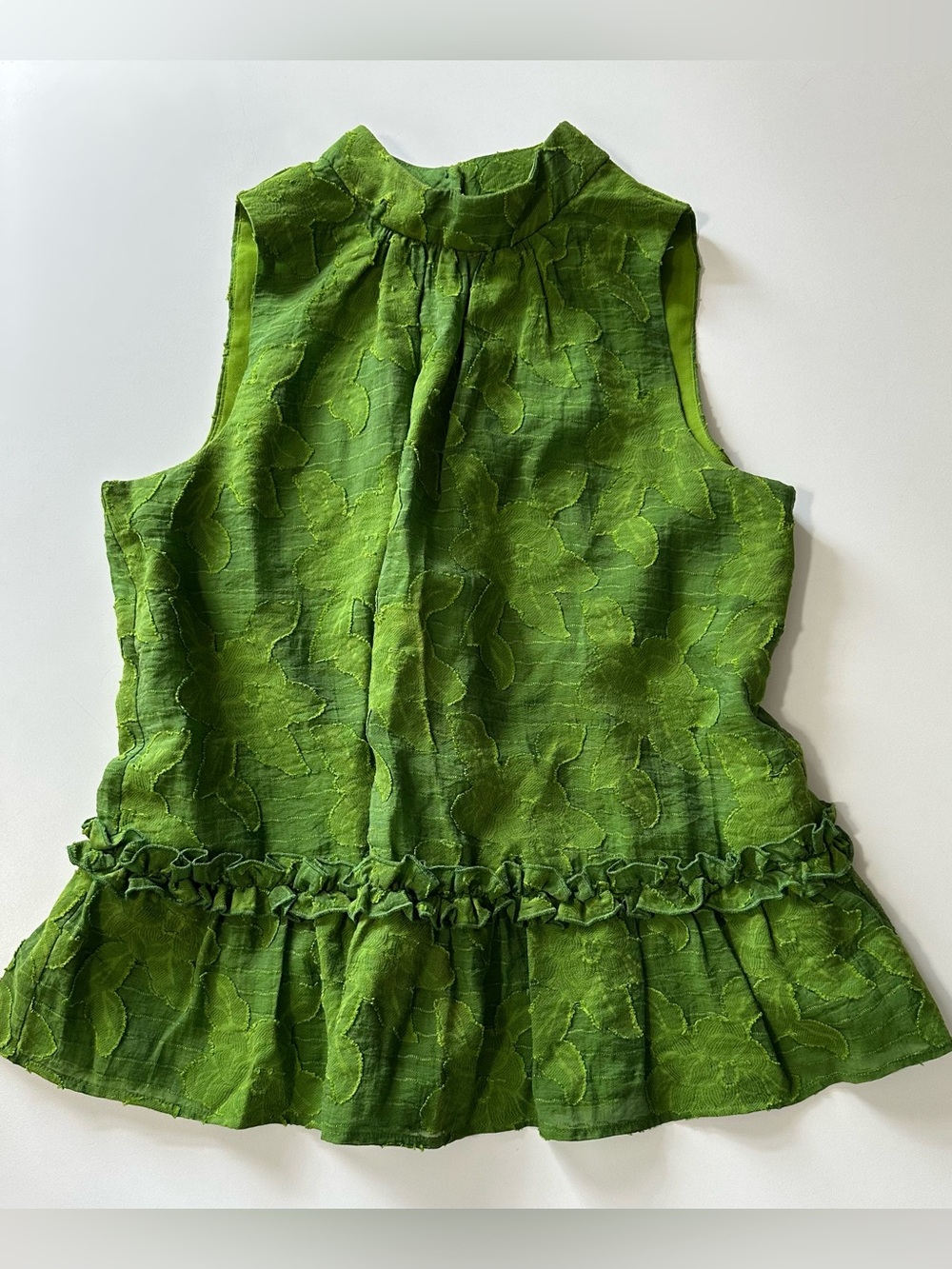 Maeve Anthropologie Savannah Swing Blouse Green Floral Size 4